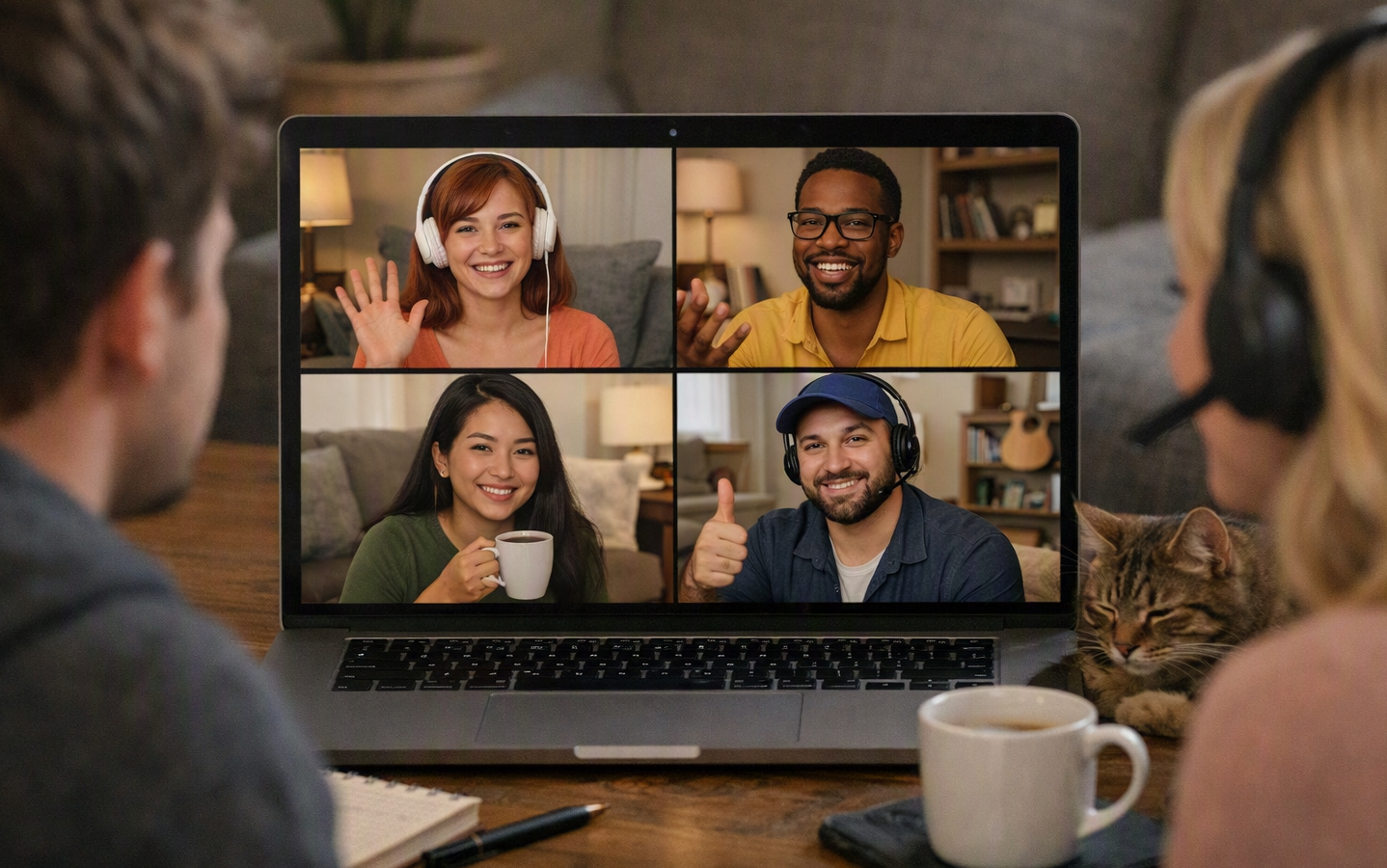 An online meeting with multiple users on screen